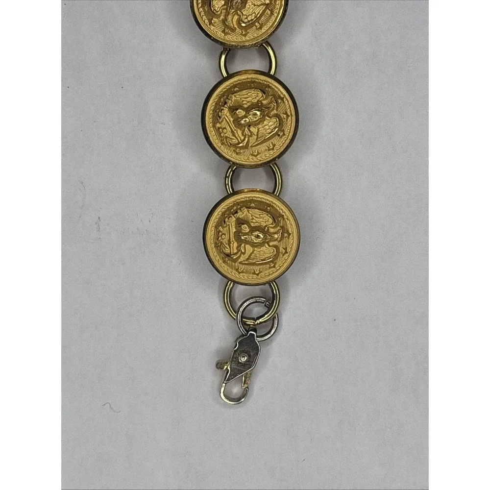Rare VTG‎ Legacy Gold Tone Watch Navy Officer CPO Button Band Needs Battery